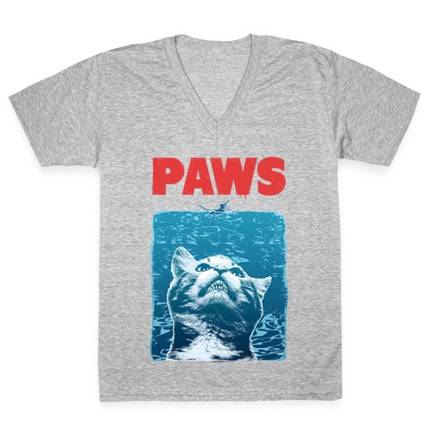 PAWS (Jaws Parody tee) V-Neck Tee Shirt
