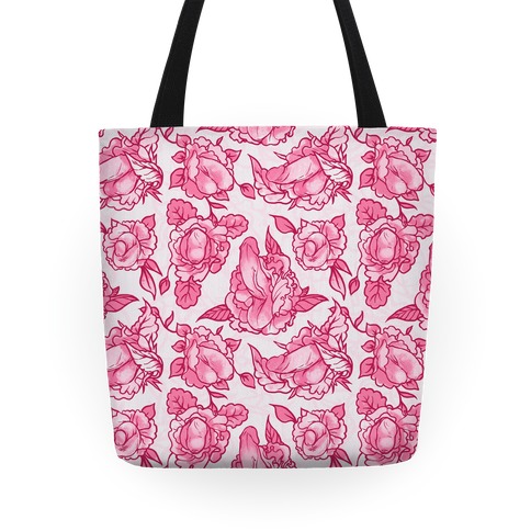 Floral Penis Pattern Pink Totes | LookHUMAN