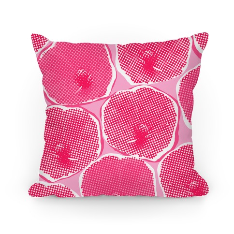 Large Pink Poppy Flower Pattern Pillow