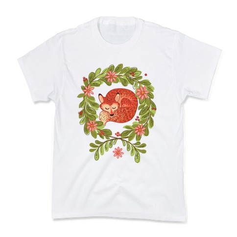 Sleeping Fox Wreath Kids T-Shirt