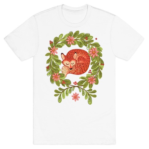 Sleeping Fox Wreath T-Shirt