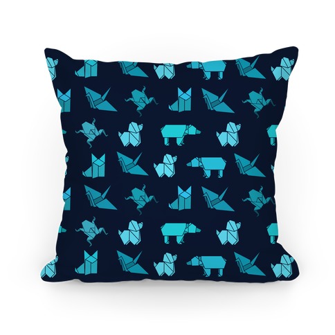Blue Origami Animal Pattern Pillow