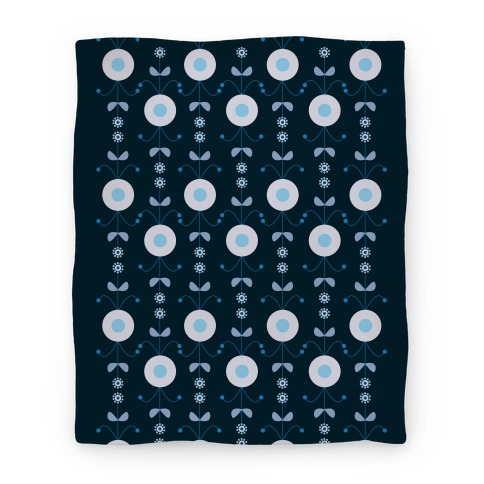 Retro Flower Pattern Blanket (Blue) Blanket