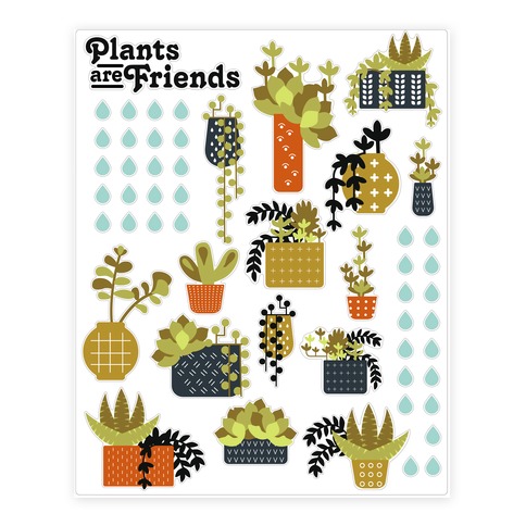 Plants Are Friends Retro Stickers and Decal Sheet