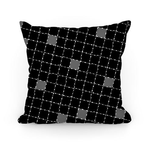 Black and White Dashed Checkers Pattern Pillow