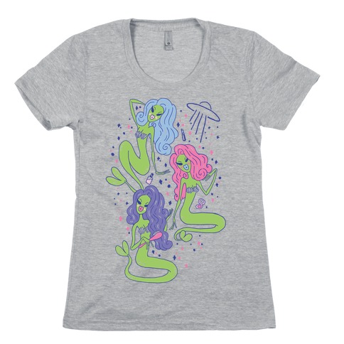 Mermaid Martians Womens T-Shirt