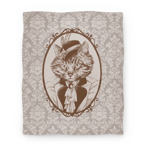 Victorian Portrait of Cat Lady Blanket
