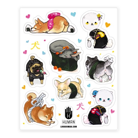 Japanese Dog  Stickers and Decal Sheet
