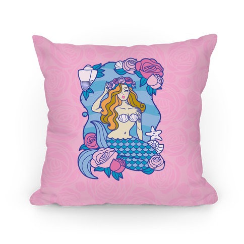 Nautical Tattoo Mermaid Pillow