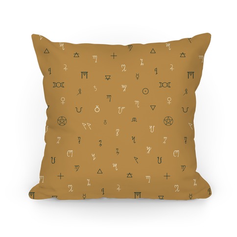 Wiccan Witchcraft Symbols (Yellow) Pillow