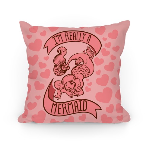 cat mermaid pillow