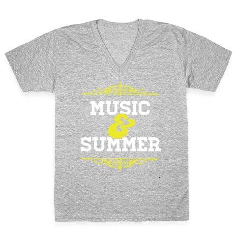 Music & Summer V-Neck Tee Shirt