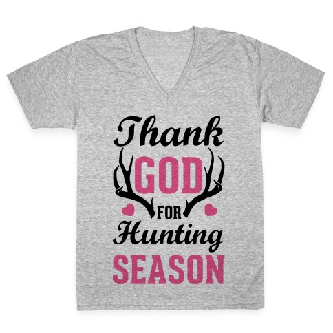 Thank God For Hunting Season V-Neck Tee Shirt
