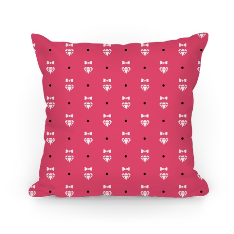 Pink and White Bows and Diamonds Pattern Pillow