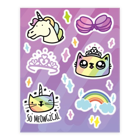 Rainbow Fantasy Stickers and Decal Sheet