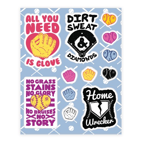 Softball Stickers and Decal Sheet