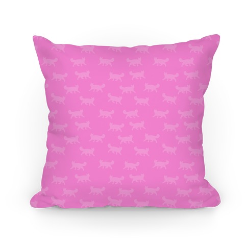 Pink Cat Pattern Pillow