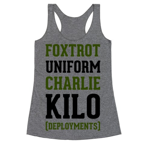 Foxtrot Uniform Charlie Kilo (Deployments) Racerback Tank Top