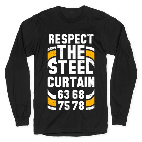 LookHUMAN Steel Curtain (Vintage) Black Mens/Unisex Long Sleeve T-Shirt - Size Medium