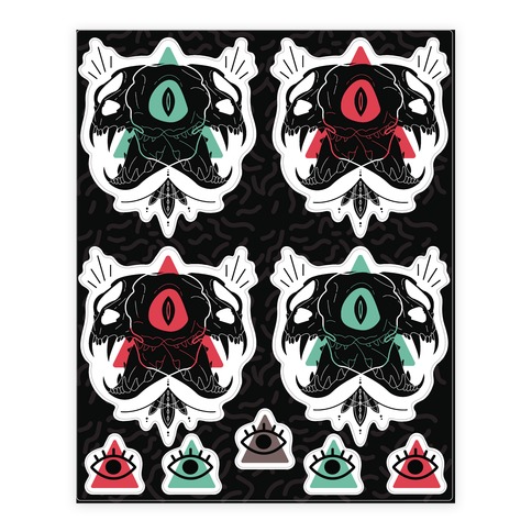 Cat Skull  Stickers and Decal Sheet
