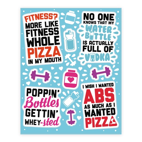 Funny Fitness Stickers and Decal Sheet
