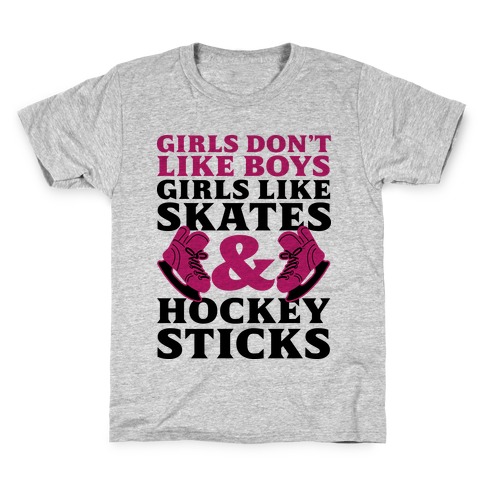 Girls Dont Like Boys Girls Like Hockey Kids T-Shirt