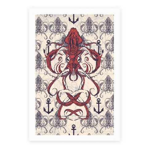 Kraken Tangle Pattern Poster