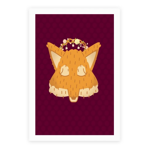 Flower Crown Fox Face Poster