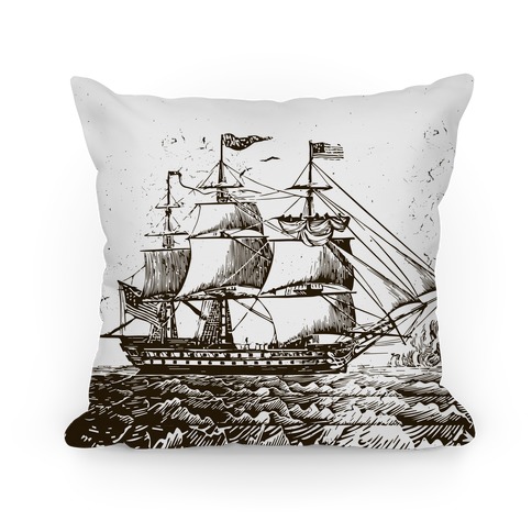 Vintage Ship (Gray) Pillow