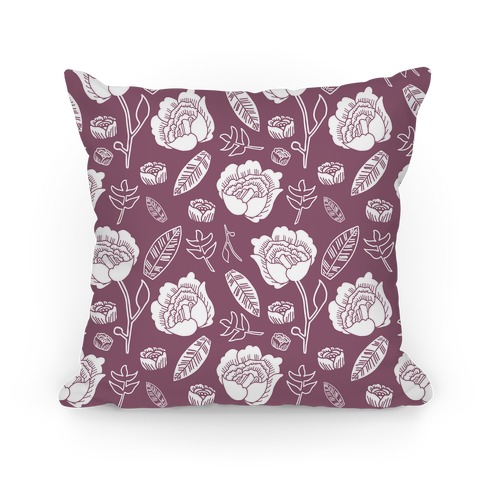 Floral and Leaves Pattern (Purple) Pillow
