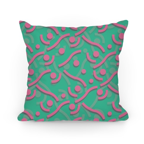 Teal And Pink 90's Pattern Pillow