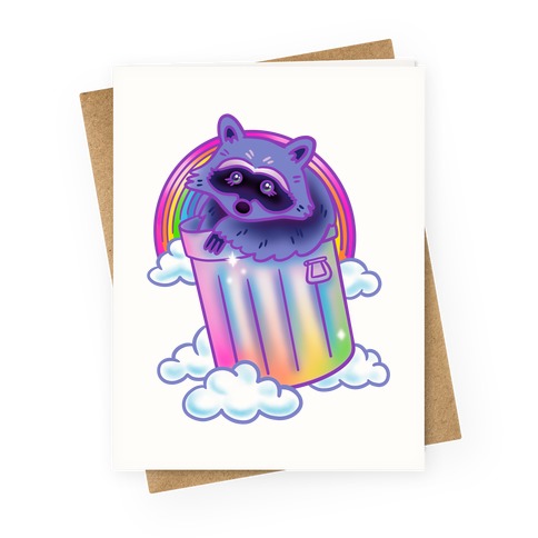 90s Rainbow Raccoon Greeting Card