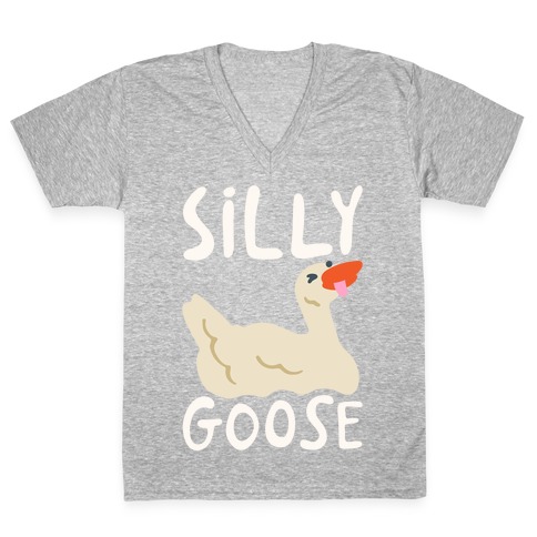 Silly Goose White Print V-Neck Tee Shirt