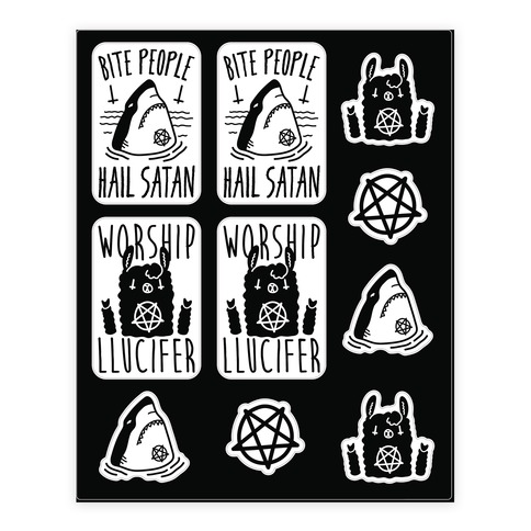 Occult Llama and Shark Stickers and Decal Sheet