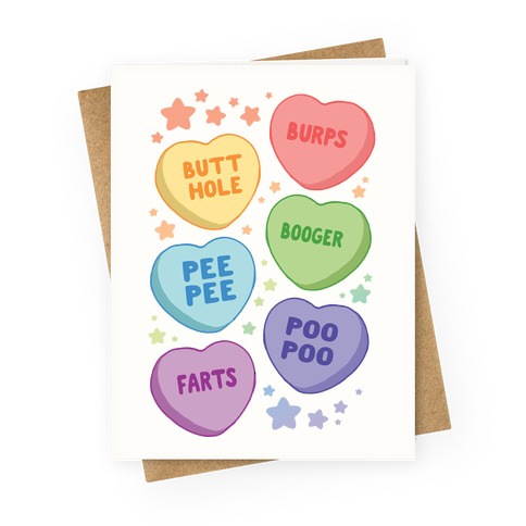 Immature Candy Hearts Greeting Card