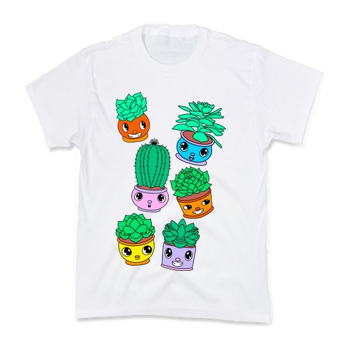 Cute Cartoon Succulents Kids T-Shirt
