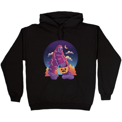 90s Neon Bigfoot Trick or Treat Halloween Hooded Sweatshirt
