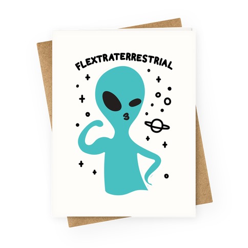 Flextraterrestrial Flexing Alien Greeting Card