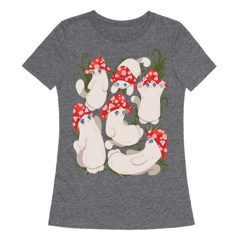 Mushroom Cats Pattern Womens T-Shirt