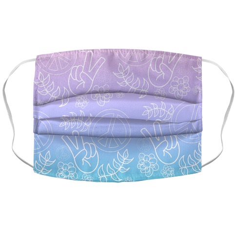 Hippie Peace Pattern Cotton Candy Gradient Accordion Face Mask