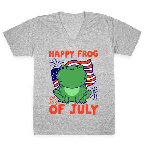Happy Frog of July V-Neck Tee Shirt