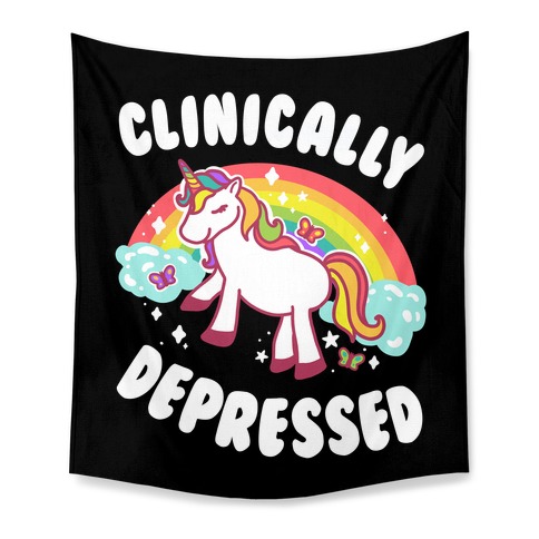 Clinically Depressed Unicorn Tapestry