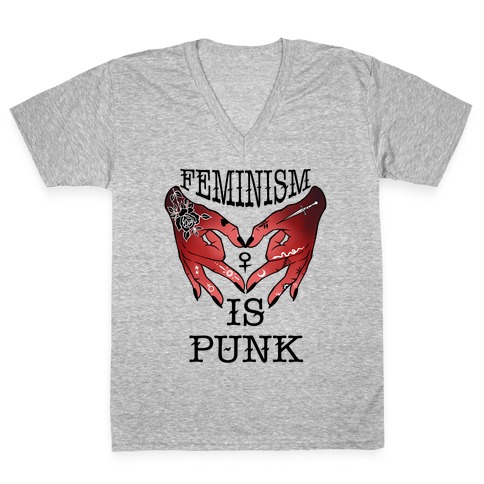 Feminism Is Punk V-Neck Tee Shirt