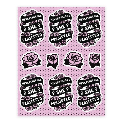 Nevertheless She Persisted (Feminist Ribbon) Stickers and Decal Sheet