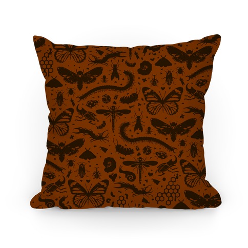Insect Silhouette Pattern Pillow