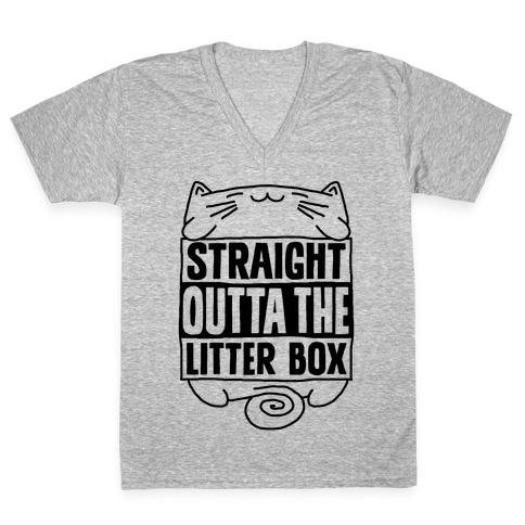 Straight Outta The Litterbox V-Neck Tee Shirt