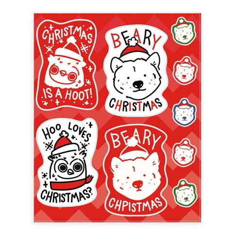 Christmas Animal Pun Stickers and Decal Sheet