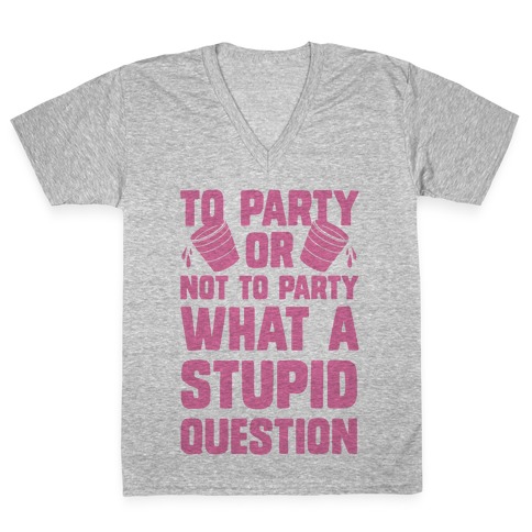 To Party Or Not To Party What A Stupid Question V-Neck Tee Shirt
