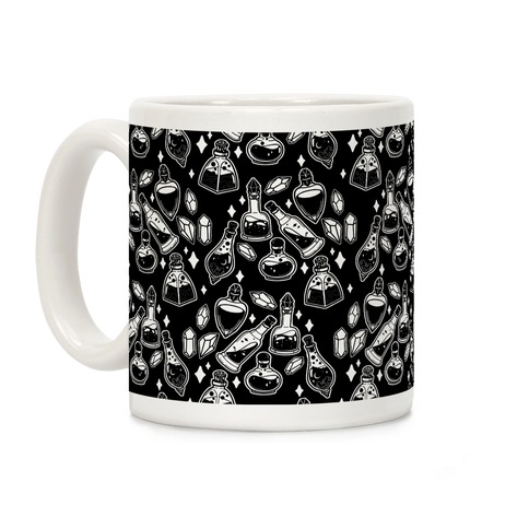 White On Black Potions Pattern Coffee Mug