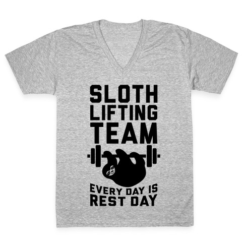 Sloth Lifting Team V-Neck Tee Shirt